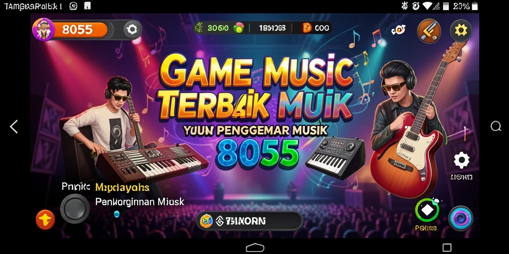 Screenshot utama 8055 menampilkan gameplay musik yang seru.
