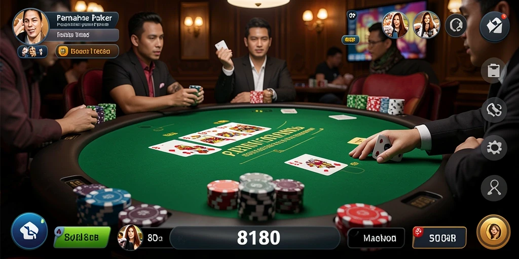 Tampilan gameplay yang menarik dan seru dalam permainan Poker.