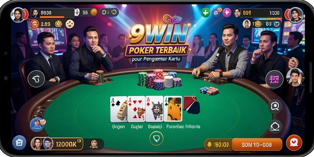 Tampilan gameplay seru dalam aplikasi Poker 9WIN.