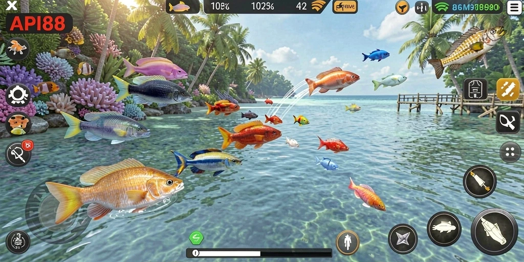 Tampilan gameplay Tembak Ikan seru di API88 yang menantang.