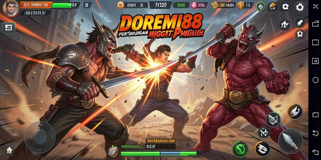 Tampilan atraktif gameplay DOREMI88 dengan pertarungan yang mendebarkan.