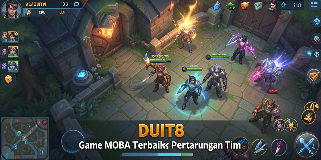 Tampilan gameplay seru dari DUIT8 dalam pertarungan tim.