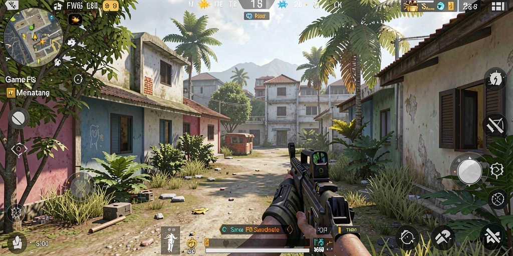 Tampilan gameplay FW66 dengan aksi tembak-menembak yang seru.