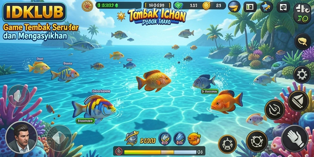 Screenshot utama <strong>IDKLUB</strong> menampilkan gameplay menembak ikan yang seru.