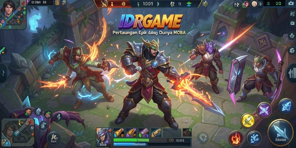Tangkapan layar IDRGAME menunjukkan intensitas pertarungan MOBA yang seru.