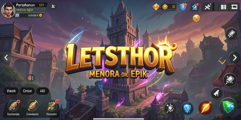Screenshot utama LETSTHOR menampilkan pertahanan menara yang mendebarkan.