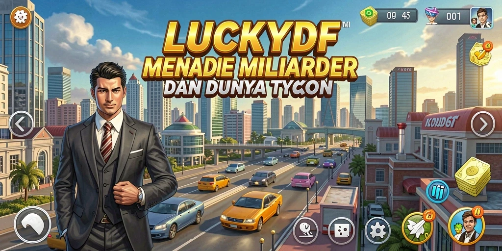 Tampilan gameplay LUCKYDF dengan elemen strategi Tycoon yang menarik.