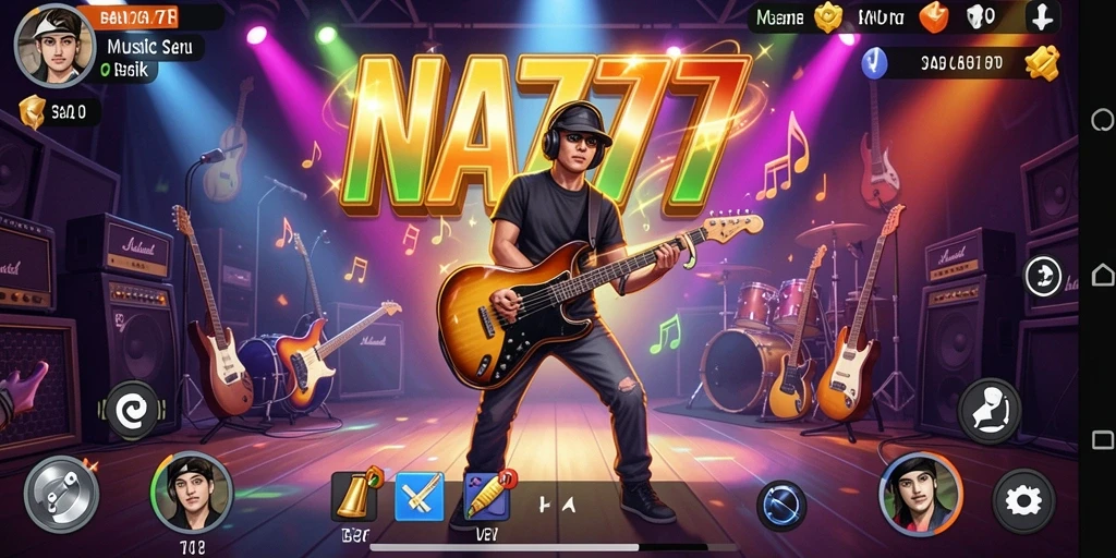 Tampilan gameplay seru NA777 yang menampilkan interaksi musik.