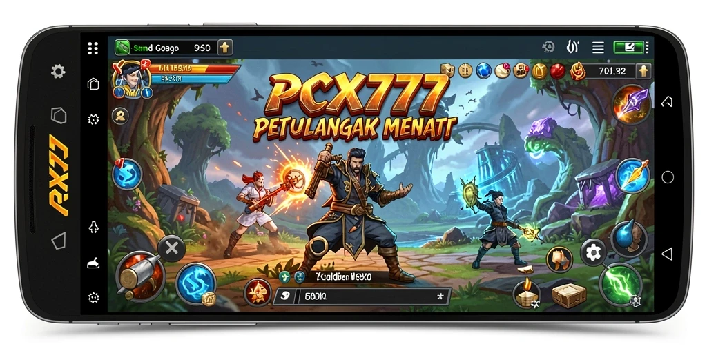 Screenshot menampilkan aksi petualangan mendebarkan dalam PCX777.
