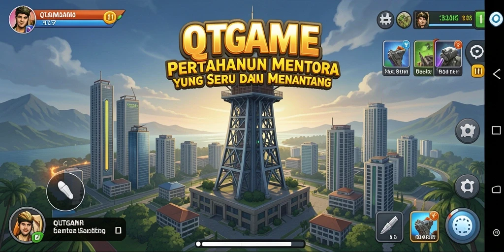 Tampilan gameplay QTGAME yang penuh aksi Tower Defense.