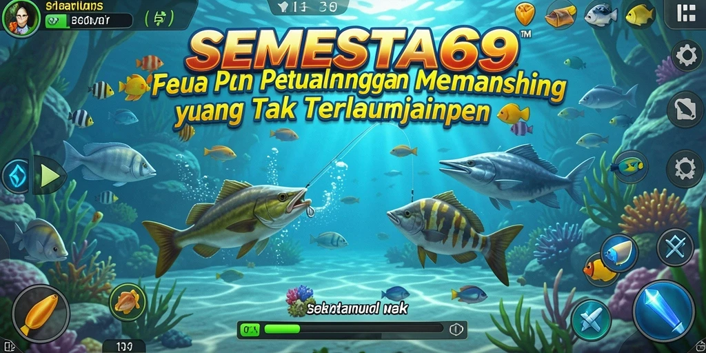 Screenshot SEMESTA69 dengan gameplay memancing yang seru.