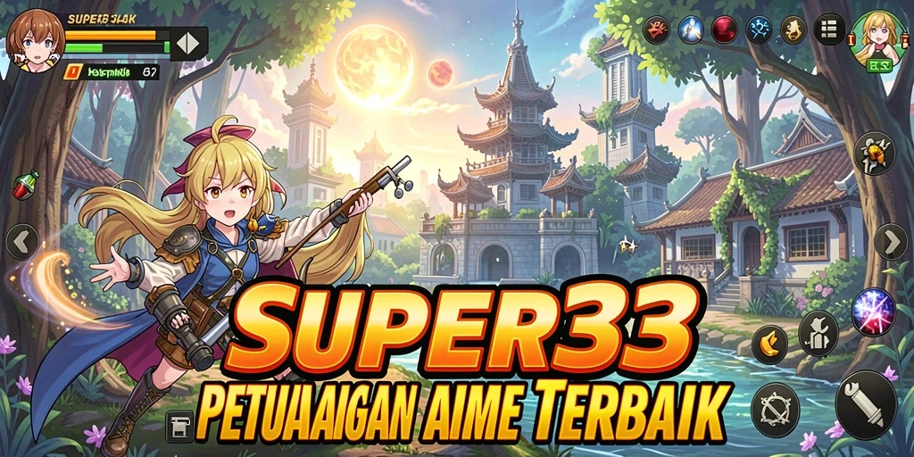 Screenshot gameplay SUPER33 yang menampilkan aksi karakter Anime.