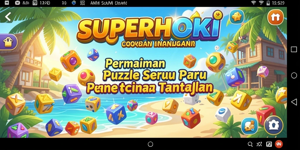 Tampilan gameplay SUPERHOKI yang menarik dan penuh warna.
