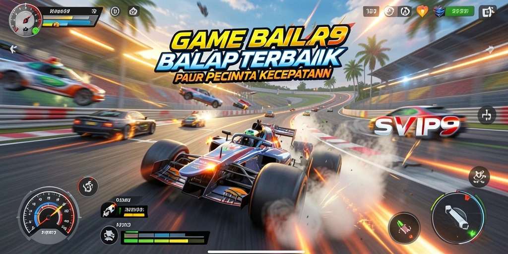 Tampilan gameplay menegangkan di SVIP9 dengan berbagai mobil balap.