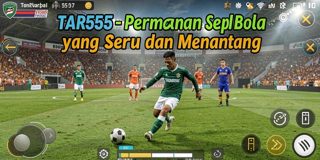 Tampilan gameplay TAR555 dengan aksi sepak bola yang mendebarkan.