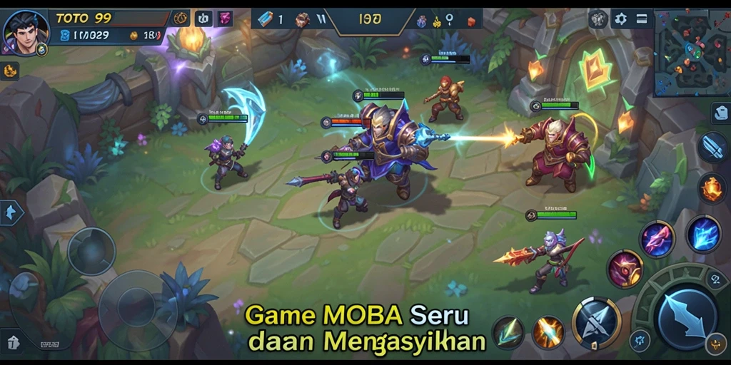 Screenshot TOTO99 menampilkan aksi seru dalam battle MOBA.