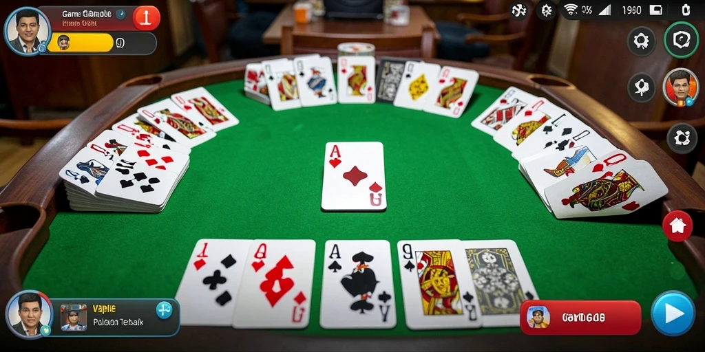 Screenshot gameplay V98 menampilkan serunya bermain Gaple.