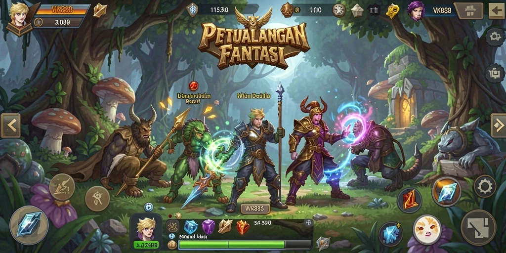Tampilan gameplay RPG yang epik di WK888